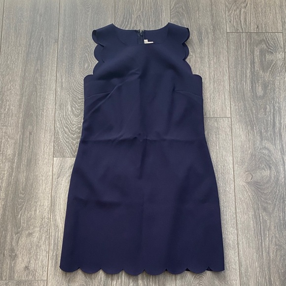 J. Crew - Navy Scalloped Mini Dress - Size 2 - Picture 1 of 7